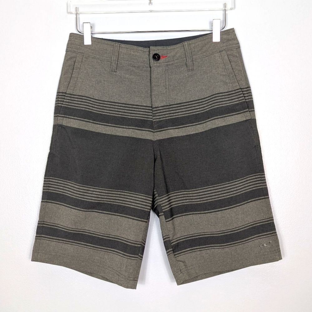 O'Neill Hybrid Men's Gray Striped Board Shorts Waist 30